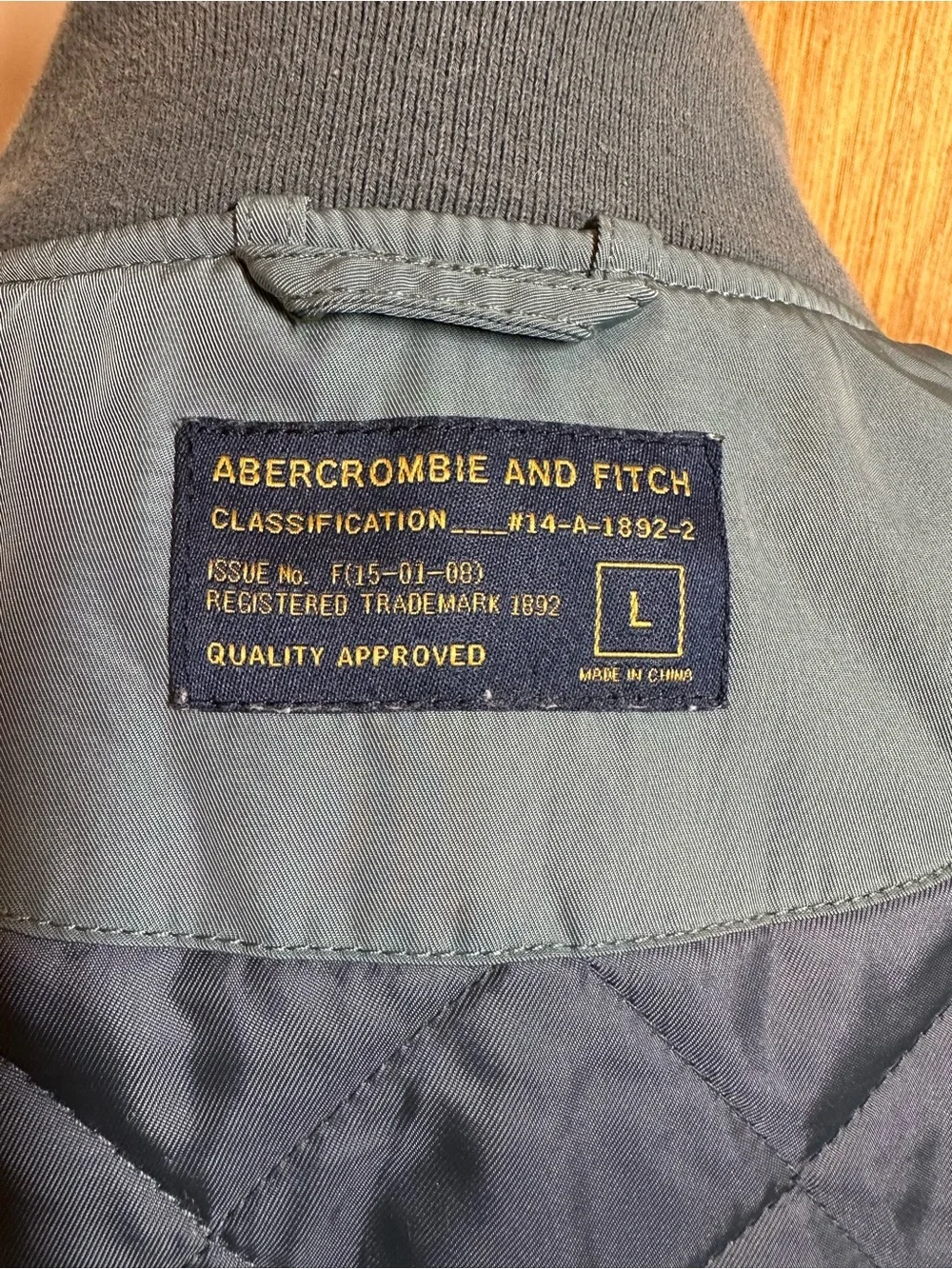 Abercrombie & Fitch MA-1 Flight Bomber Jacket Men's Size L Sage Green Quilted
